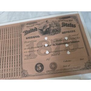 INTERNAL REVENUE‎ TOBACCO DEALER TAX STAMP 1879